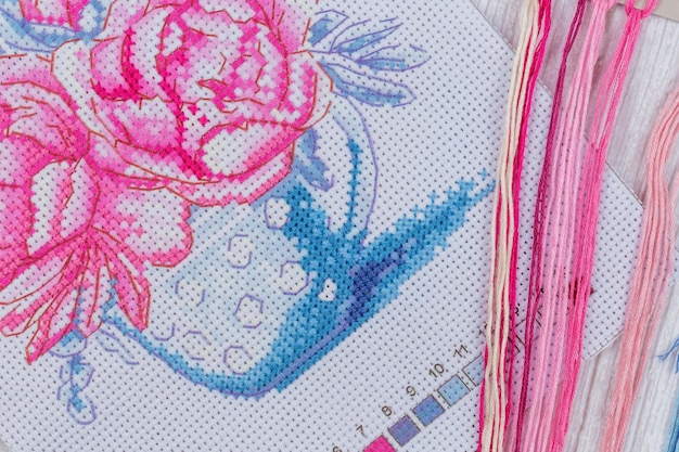 haft ręczny na płótnie